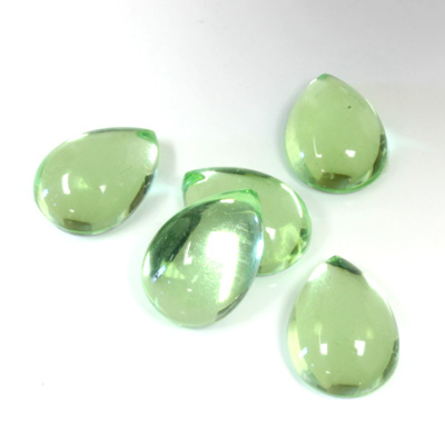 Plastic Flat Back Foiled Cabochon - Pear 14x10MM PERIDOT