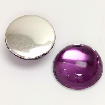 Plastic Flat Back Foiled Cabochon - Round 20MM LT AMETHYST