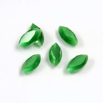 Fiber-Optic Flat Back Stone with Faceted Top and Table - Navette 10x5MM CAT'S EYE GREEN