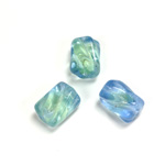 Czech Pressed Glass Bead - 2-Color Smooth Twisted 12x9MM LT SAPPHIRE-PERIDOT
