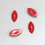 Plastic Flat Back Opaque Cabochon - Navette 15x7MM RED