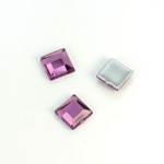 Plastic Flat Back Foiled Rose Cut Rhinestone - Square 08x8MM LT AMETHYST