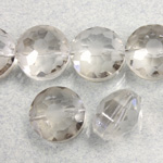 Chinese Cut Crystal Bead Side Drilled Coin - Round 12MM MATTE GREY LUMI