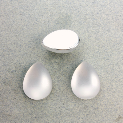 Plastic Flat Back Foiled Cabochon - Pear 18x13MM MATTE CRYSTAL