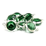 Preciosa Crystal Channel Connector - Prong-Set Setting with 2 Loops 39SS GREEN TURMALINE-SILVER