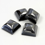 Glass High Dome Lampwork Cabochon - Square 10x10MM HEMATITE