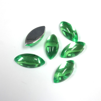 Plastic Flat Back Foiled Cabochon - Navette 15x7MM PERIDOT