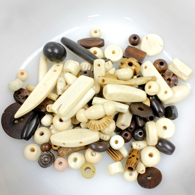 Genuine Bead Bone Assorted Mix 185 NATURAL  BONE