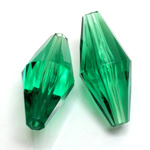 Plastic Bead -  Faceted Elongated Bicone 35x17MM EMERALD