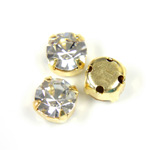 Crystal Stone in Metal Sew-On Setting - Chaton SS34 CRYSTAL-GOLD