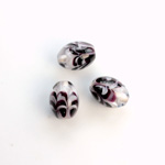 Glass Lampwork Bead - Oval Smooth 12x9MM PATTERN BLACK CRYSTAL