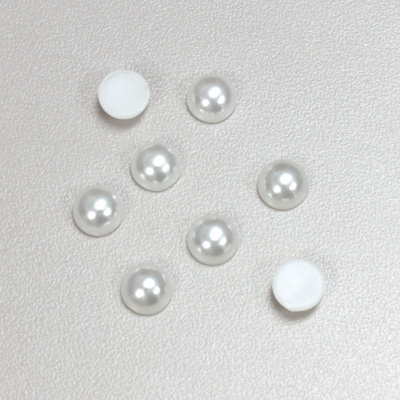 Plastic Medium Dome Pearl Cabochon - Round 07MM WHITE