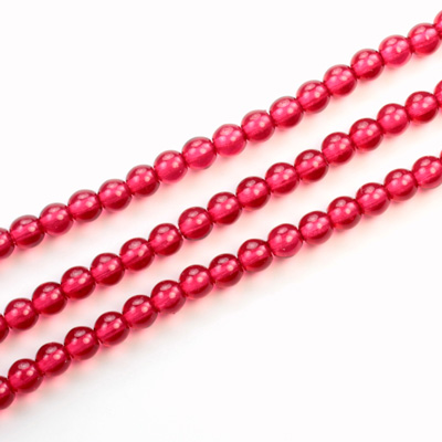 Czech Pressed Glass Bead - Smooth Round 04MM COATED CRANBERRY