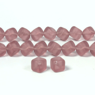 Czech Pressed Glass Bead - Cube with Diagonal Hole 08MM MATTE LT AMETHYST