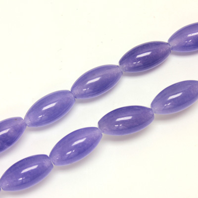 Gemstone Bead - Smooth Oval Rice 16x8MM Dyed QUARTZ Col. 16 PURPLE