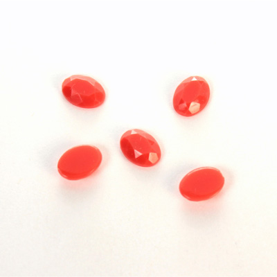 Plastic Flat Back Rose Cut Rhinestone - Oval 08x6MM CORAL