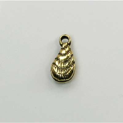 Metalized Plastic Pendant- Shell 15x8MM ANT GOLD