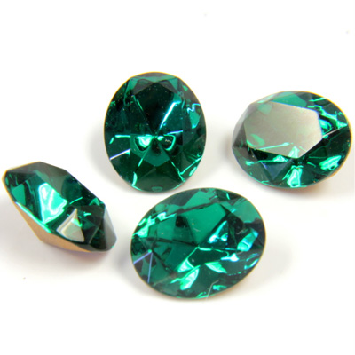 Swarovski Crystal Foiled Point Back Tin Table Cut (TTC) Fancy Stone - Oval 10x8MM EMERALD