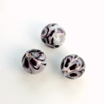 Glass Lampwork Bead - Smooth Round 12MM PATTERN BLACK CRYSTAL