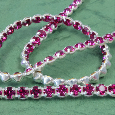 Rhinestone Banding with MC Chaton 1 Row - Round 19SS FUCHSIA-SILVER-WHITE