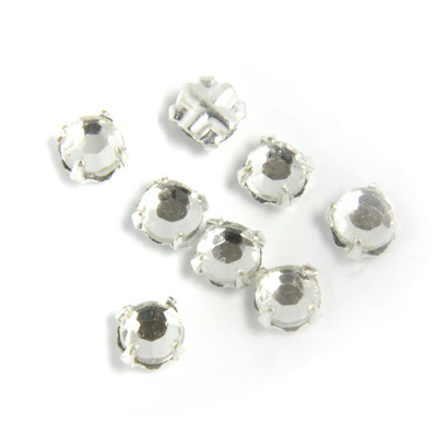 Crystal Stone in Metal Sew-On Setting - Rose Montee Extra SS12 CRYSTAL-SILVER