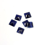 Fiber-Optic Flat Back Stone - Faceted checkerboard Top Square 6x6MM CAT'S EYE BLUE