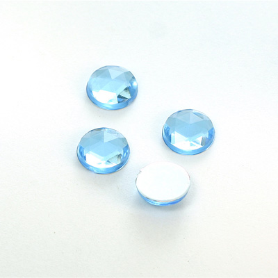 Plastic Flat Back Foiled Rauten Rose Rhinestone - Round 10MM LT SAPPHIRE