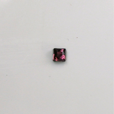 Czech Glass Flat Back Rose Cut Stone - Square 04x4MM AMETHYST Foiled