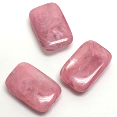 Plastic  Bead - Mixed Color Smooth Flat Rectangle 22x14MM DK ROSE QUARTZ