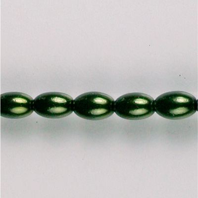 Czech Glass Pearl Bead - Oval 06x4MM HUNTER GREEN 70958