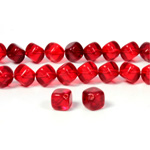 Czech Pressed Glass Bead - Cube with Diagonal Hole 08MM RUBY