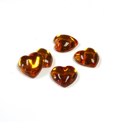 Plastic Flat Back Foiled Cabochon - Heart 11x10MM TOPAZ