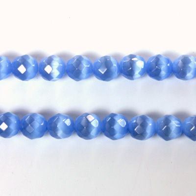 Fiber Optic Synthetic Cat's Eye Bead - Round Faceted 06MM CAT'S EYE LT BLUE