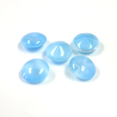 Glass Point Back Buff Top Stone Opaque Doublet - Round 40SS AQUA MOONSTONE