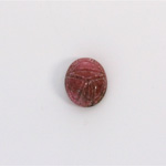 Gemstone Flat Back Carved Scarab 12x10MM RHODONITE