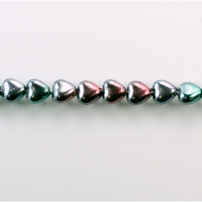 Czech Glass Pearl Bead - Heart 06x6MM BLACK TAHITI 89031