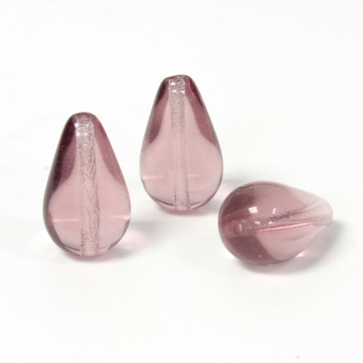 Czech Pressed Glass Bead - Smooth Pear 18x11MM LT AMETHYST