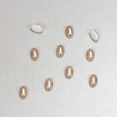 Glass Medium Dome Cabochon Pearl Spray Finish - Oval 06x4MM DARK ROSE