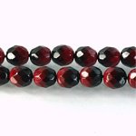 Czech Glass Fire Polish Bead - Round 08MM BLACK-RED 89095