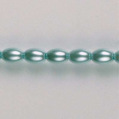 Czech Glass Pearl Bead - Oval 06x4MM AQUA 70436