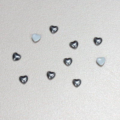 Glass Medium Dome Cabochon Pearl Spray Finish - Heart 04x4MM DK GREY