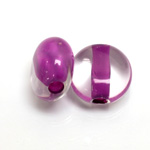 Plastic Bead - Color Lined Smooth Flat Round 22MM CRYSTAL PURPLE LINE