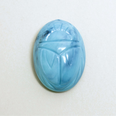 German Plastic Flat Back Scarab - Oval 25x18MM TURQ MATRIX