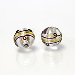 Czech Glass Lampwork Bead - Round 12MM ART DECO TOPAZ with SILVER FOIL