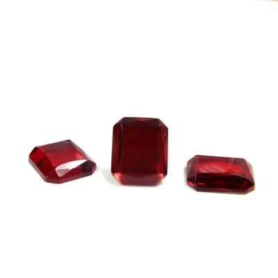 Glass Buff Top Foiled Cabochon - Cushion Octagon 12x10MM RUBY