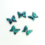 Shell Flat Back Stone - Butterfly Wings 09x5.5MM PAUA BLUE