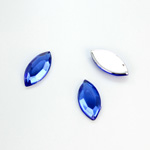 Plastic Flat Back Foiled Rose Cut Rhinestone - Navette 15x7MM SAPPHIRE