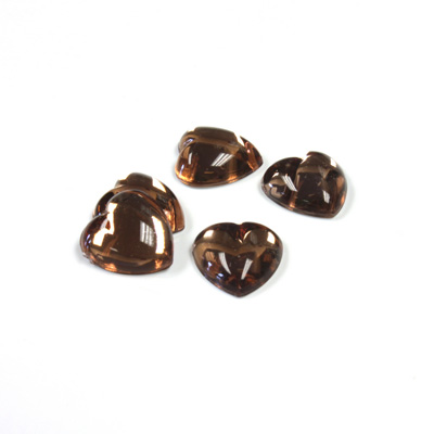 Plastic Flat Back Foiled Cabochon - Heart 11x10MM SMOKE TOPAZ