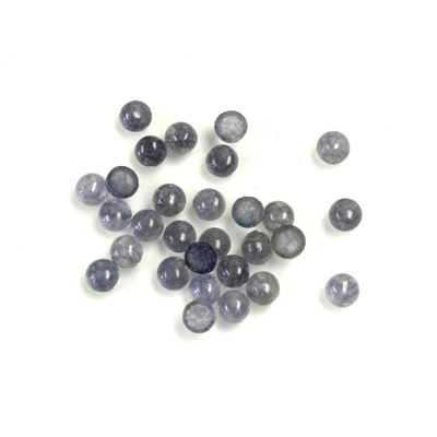 Gemstone Flat Back Cabochon - Round 03MM QUARTZ DYED #03 DK GREY