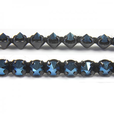 Preciosa Metal Spike Banding 1 Row - Round 15SS BLUE FLARE/BLACK